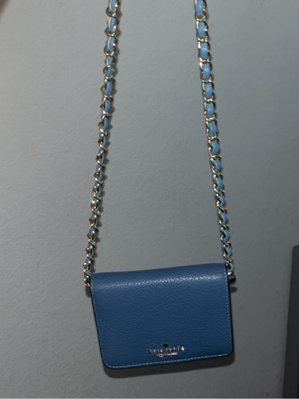 kate spade pale blue leather chain crossbody